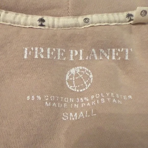 Free Planet Hoodie Beige Women's High Quality Brand Sz S Comfy Cozy - Picture 4 of 12